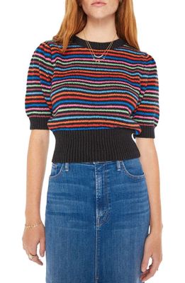 MOTHER The Powder Puff Stripe Short Sleeve Sweater in Lite Bright