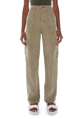 MOTHER The Private Sneak High Waist Wide Leg Cargo Pants in Gothic Olive