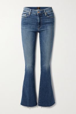 Mother - The Weekender Frayed High-rise Flared Jeans - Blue