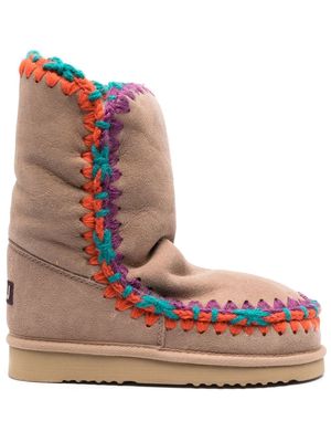 Mou constrast-stitching moccasin boots - Neutrals