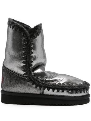 Mou Eskimo 18 crochet-trim metallic-leather boots - Black