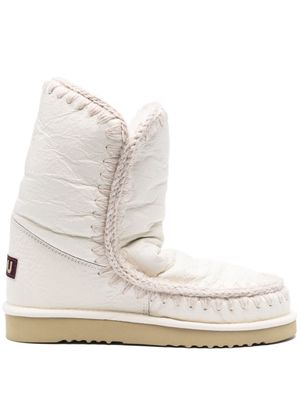 Mou Eskimo 18 crochet-trim metallic-leather boots - White