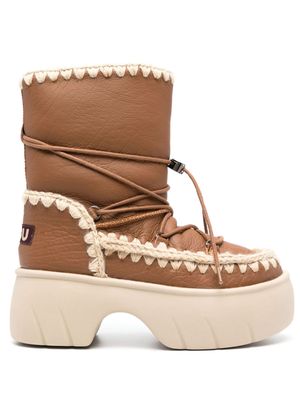 Mou Eskimo crochet-trim leather snow boots - Brown