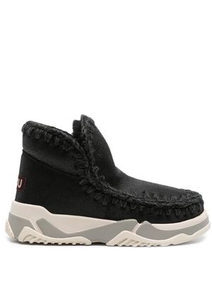 Mou Eskimo leather sneaker boots - Black