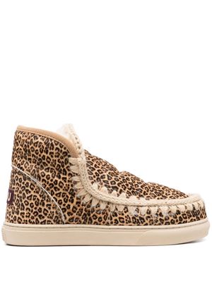Mou Eskimo leopard-print leather ankle boots - Brown