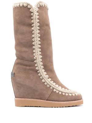 Mou French Toe 70mm wedge boots - Neutrals