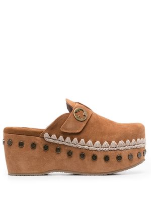 Mou high-heel leather clogs - Brown