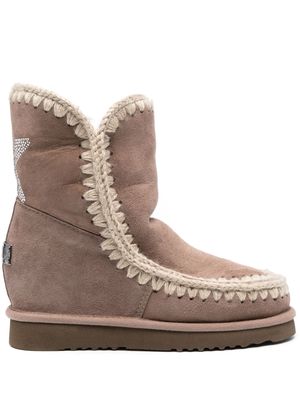 Mou Inner Wedge 70mm logo-plaque boots - Neutrals