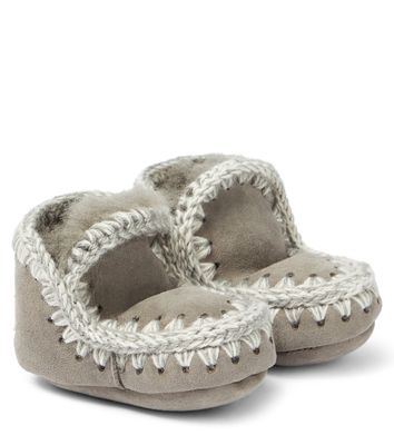 Mou Kids Baby shearling-lined suede booties