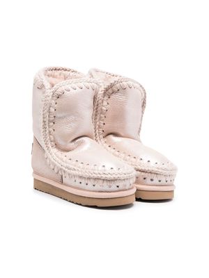 Mou Kids chunky shearling-lined suede boots - Pink