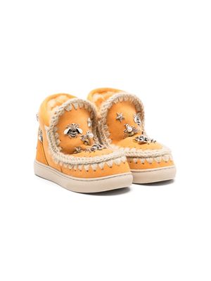 Mou Kids Eskimo bee-appliqué ankle boots - Orange