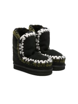 Mou Kids Eskimo contrast-stitching snow boots - Black