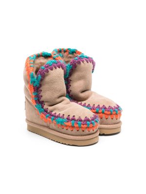 Mou Kids Eskimo contrast-stitching snow boots - Neutrals