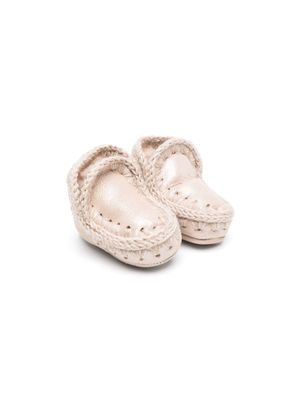 Mou Kids Eskimo crochet-trim leather boots - Pink