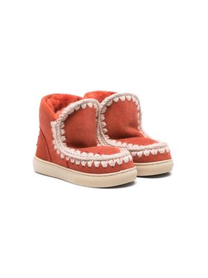 Mou Kids Eskimo crochet-trim suede boots - Orange