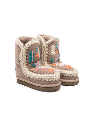 Mou Kids Eskimo embroidered boots - Grey