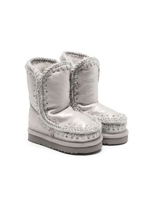 Mou Kids Eskimo metallic-sheen boots - Silver