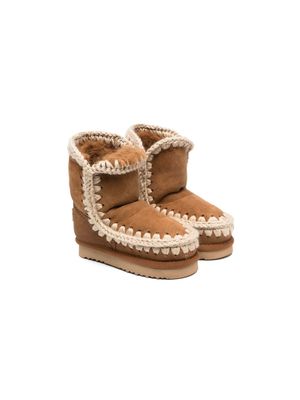 Mou Kids Eskimo Overstitching boots - Brown