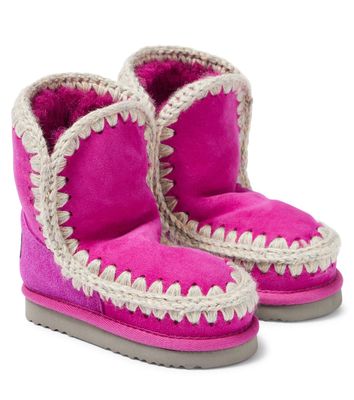 Mou Kids Shearling-lined suede boots