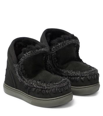 Mou Kids Shearling-lined suede sneakers