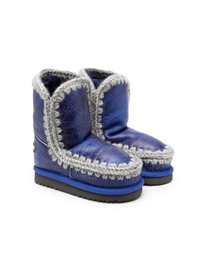 Mou Kids shearling-trim ankle boots - Blue