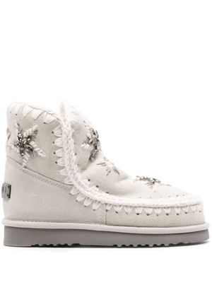 Mou star-embroidered moccasin ankle boots - Grey