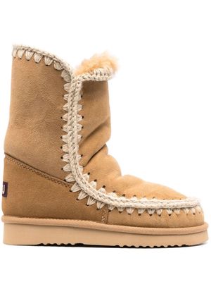 Mou whipstitch-trim shearling-lined boots - Brown