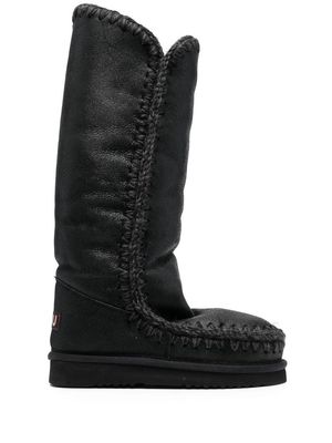 Mou whipstitch-trim shearling-lined boots - Grey