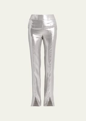 Mousseline Mirror Split Front Straight Leg Trousers