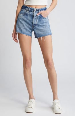 MOUSSY Dalemere Denim Cutoff Shorts in Blue