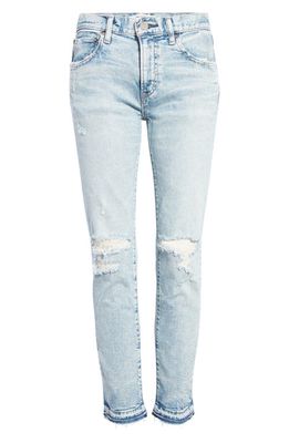 MOUSSY Fleming Distressed Skinny Jeans in Light Blue