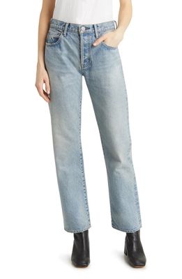 MOUSSY Neely Distressed High Waist Straight Leg Jeans in Light Blue