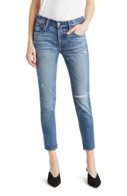 MOUSSY Quailtrail Ripped Ankle Skinny Jeans in Light Blue