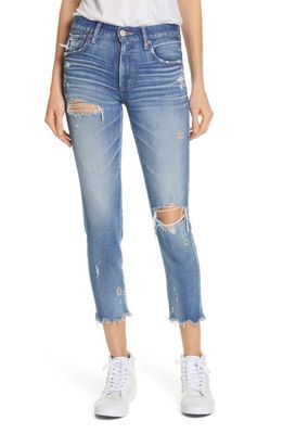MOUSSY Ridgewood Ripped Crop Skinny Jeans in Light Blue