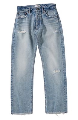 MOUSSY Steel Distressed Straight Leg Jeans in Blue