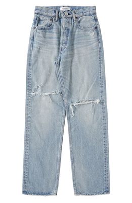 MOUSSY Tifton Distressed Wide Leg Jeans in Light Blue