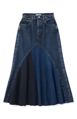 MOUSSY Vicksburg Patchwork Denim Skirt in Dark Blue