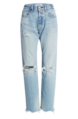 MOUSSY VINTAGE Odessa Distressed Wide Leg Jeans in Light Blue
