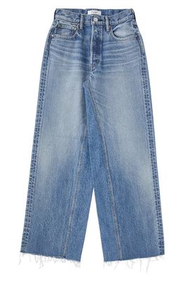 MOUSSY VINTAGE Riverview Raw Hem Wide Straight Leg Jeans in Blue