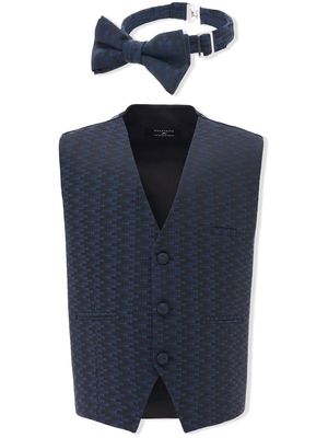 Moustache abstract-print waistcoat set - Blue