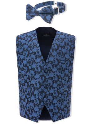 Moustache baroque-print waistcoat set - Blue
