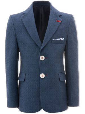 Moustache embroidered single-breasted blazer - Blue