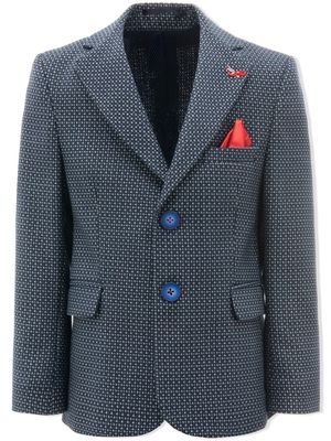 Moustache embroidered tailored blazer - Blue