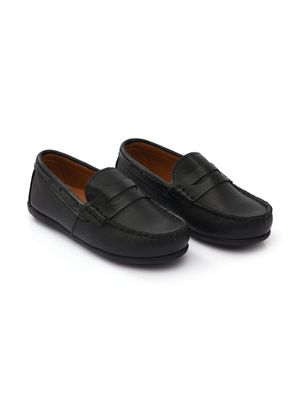 Moustache faux leather penny loafers - Black