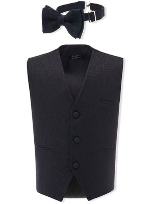 Moustache floral-jacquard waistcoat set - Black
