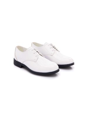 Moustache lace-up patent-finish loafers - White