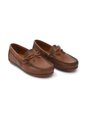 Moustache leather moccasin loafers - Brown