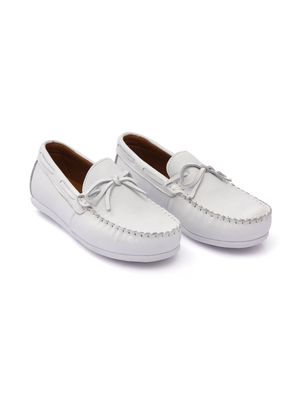 Moustache leather moccasin loafers - White