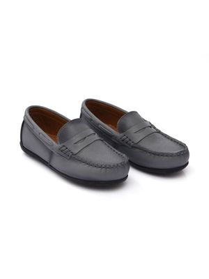 Moustache leather penny loafers - Grey