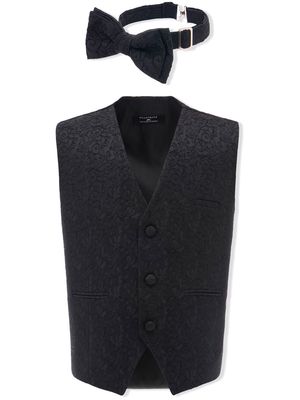 Moustache paisley-print waistcoat set - Black